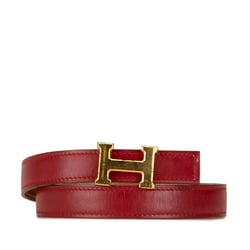 Hermes Constance Reversible H Belt 68 Wine Red Brown Leather Women's HERMES