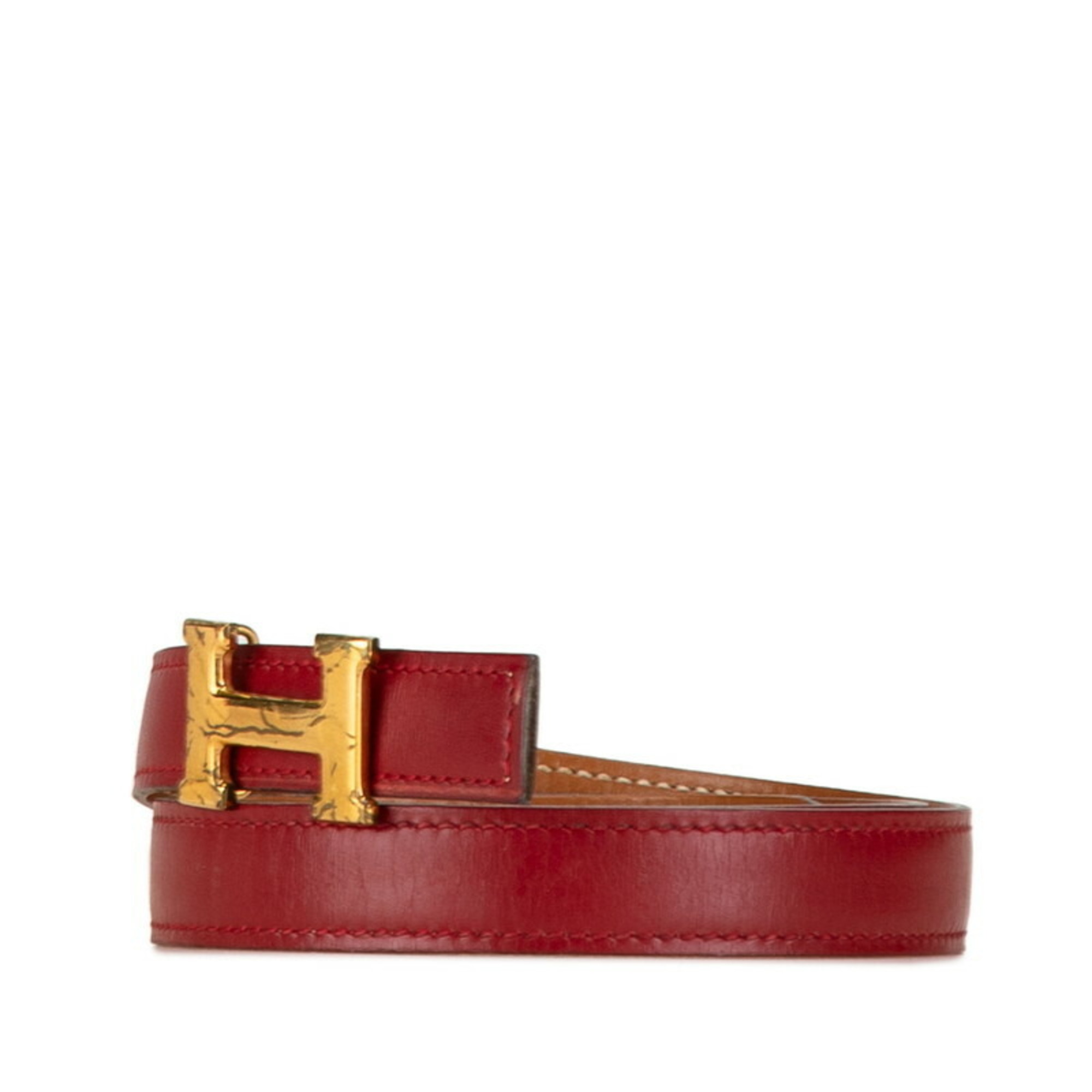 Hermes Constance Reversible H Belt 68 Wine Red Brown Leather Women's HERMES