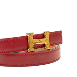 Hermes Constance Reversible H Belt 68 Wine Red Brown Leather Women's HERMES