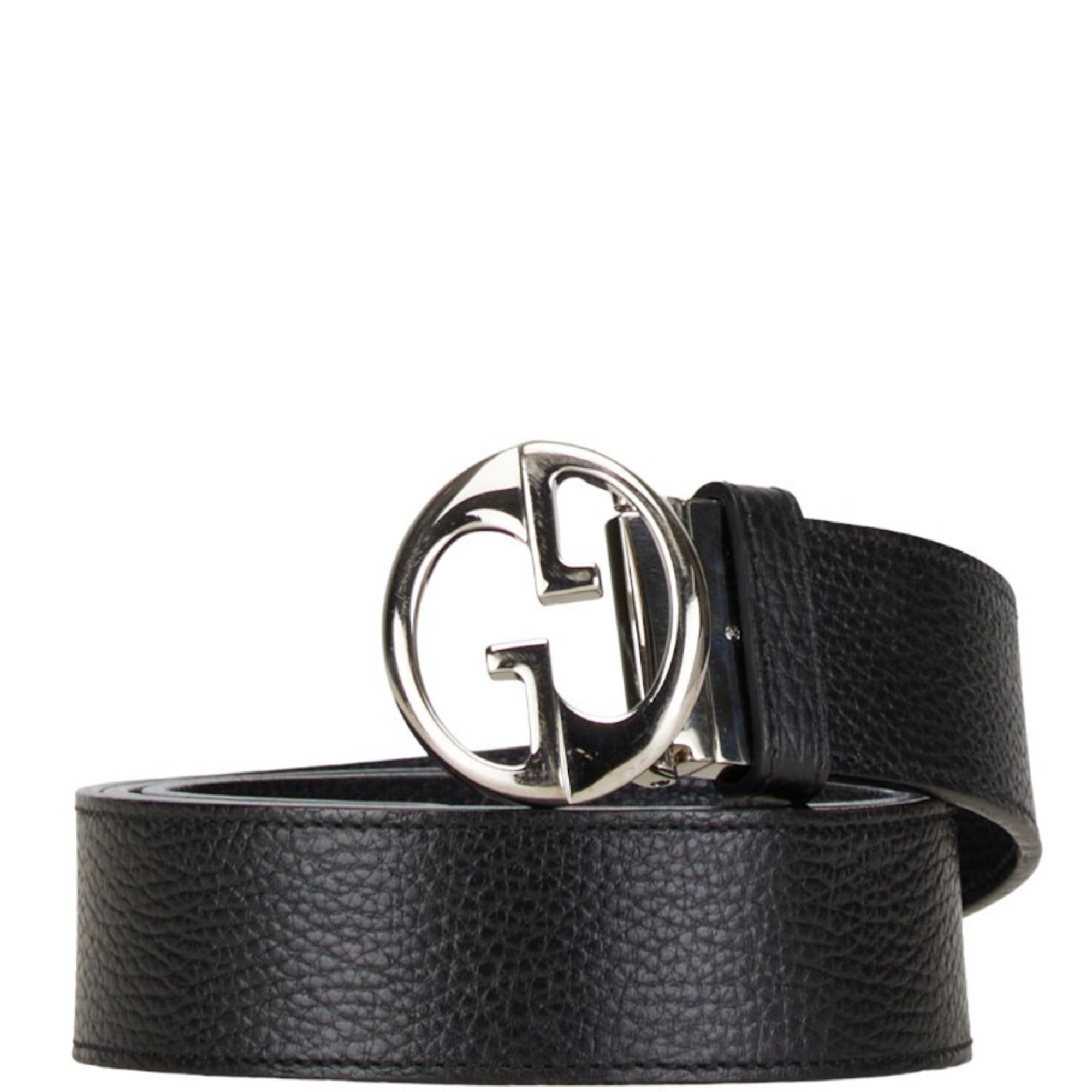 Gucci Interlocking G Belt Size: 105/42 449715 Black Silver Leather Men's GUCCI