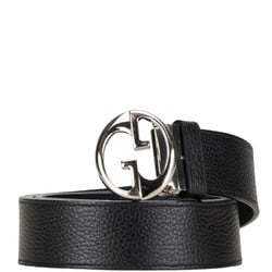 Gucci Interlocking G Belt Size: 105/42 449715 Black Silver Leather Men's GUCCI