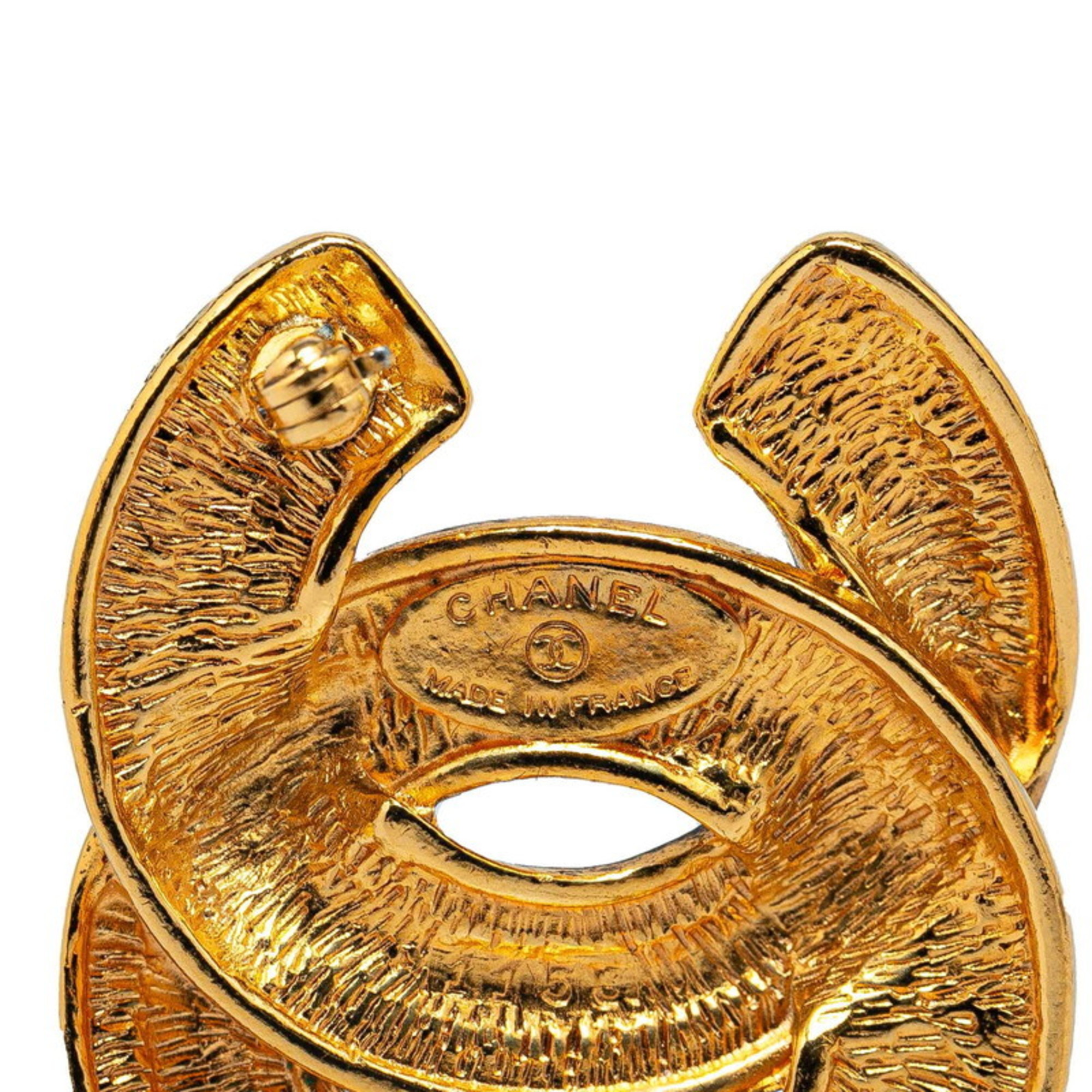 Chanel Coco Mark Matelasse Brooch Gold Plated Women's CHANEL