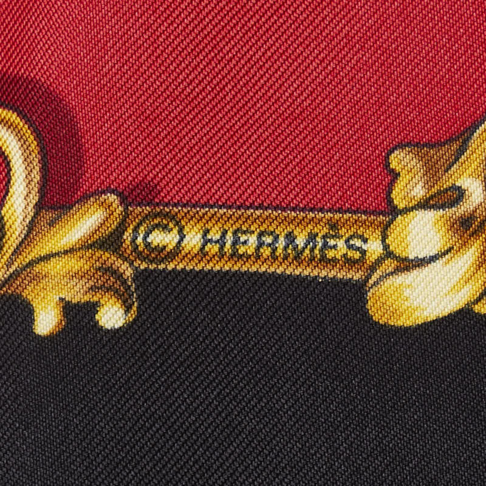 Hermes Carre 90 Carrosses d'Or Golden Carriage Scarf Muffler Red Multicolor Silk Women's HERMES