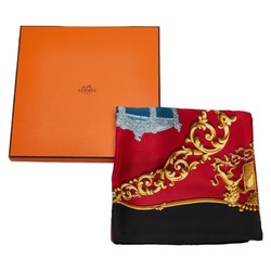 Hermes Carre 90 Carrosses d'Or Golden Carriage Scarf Muffler Red Multicolor Silk Women's HERMES