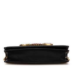 Gucci GG Marmont Jeweled Mirror Chain Wallet Shoulder Bag 499782 Black Leather Women's GUCCI