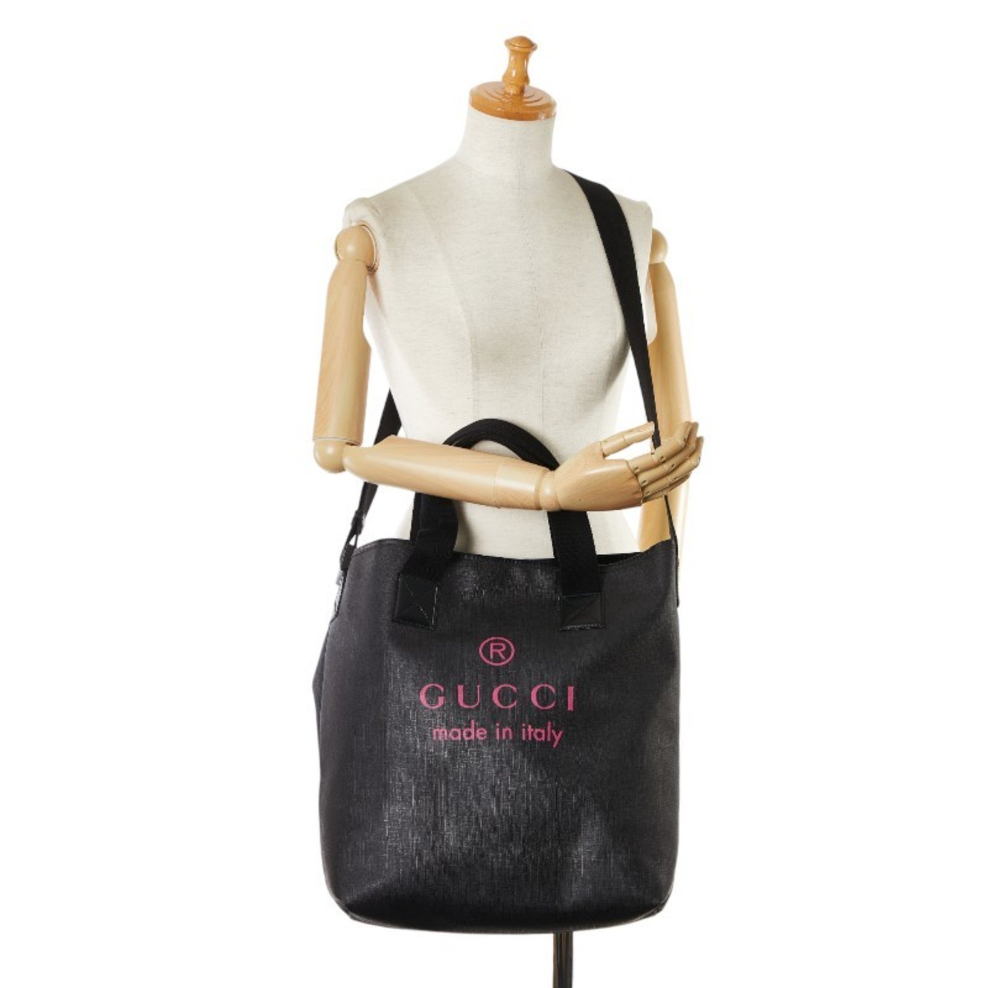 Gucci handbag tote bag shoulder 231859 black pink leather women's GUCCI