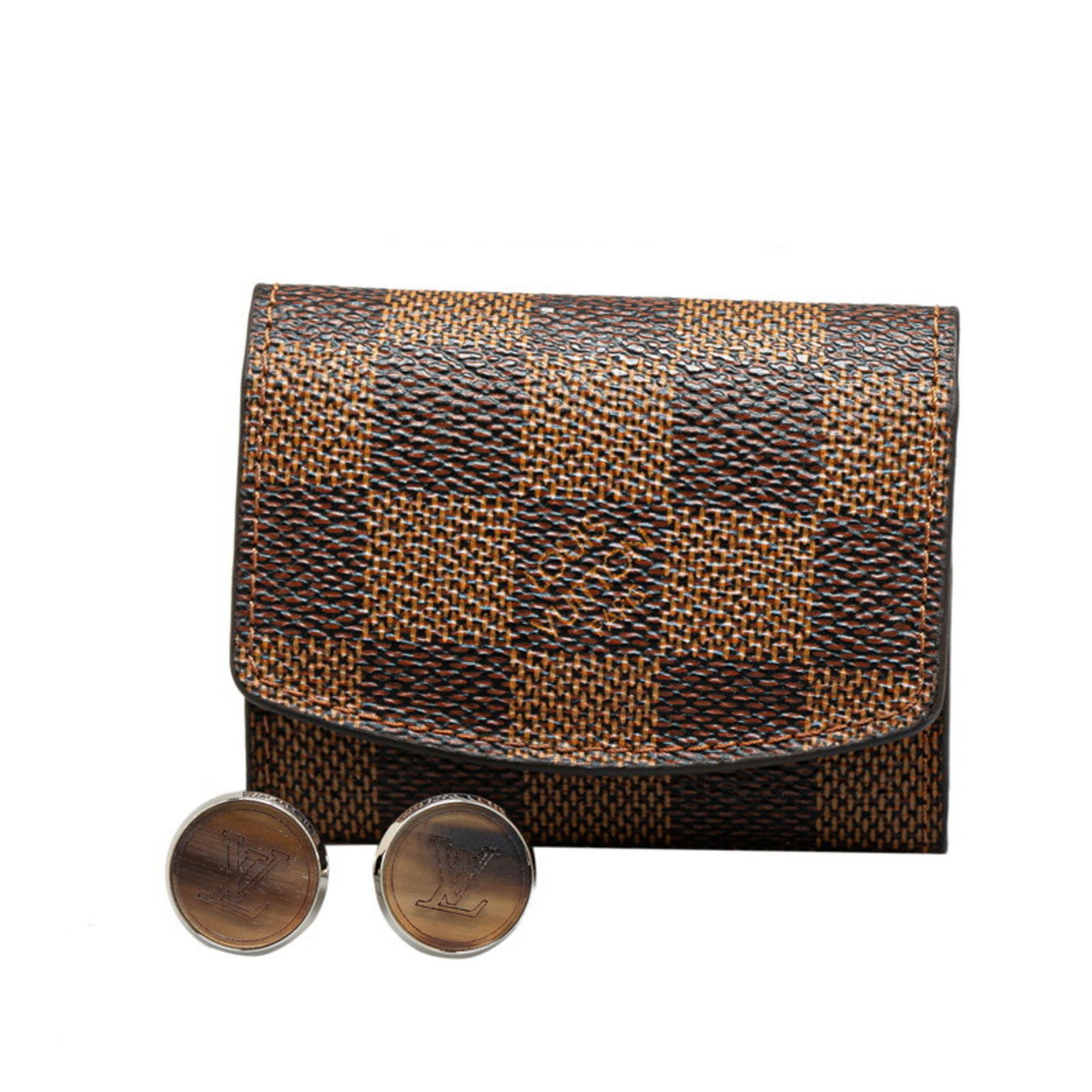 Louis Vuitton LV Horn Cufflinks MO0046 Silver Brown Metal Women's LOUIS VUITTON