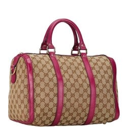 Gucci GG Canvas Handbag Boston Bag 247205 Beige Pink Leather Women's GUCCI