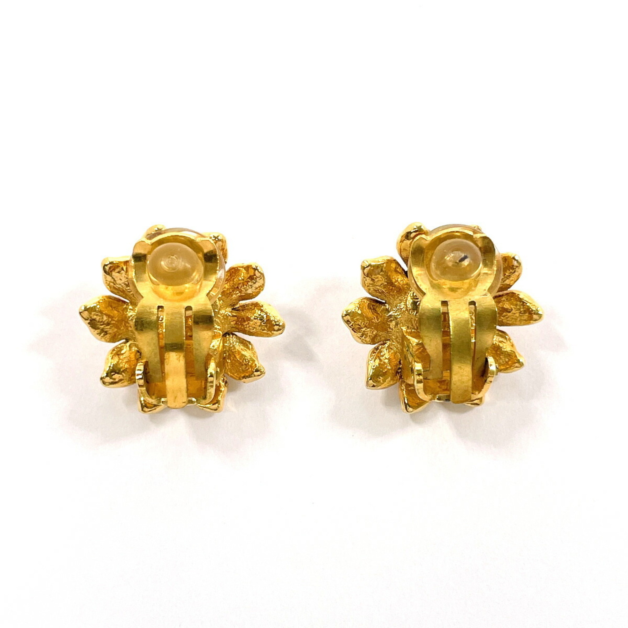 CHANEL Flower Earrings Metal/Faux Pearl Gold Women's