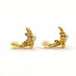 CHANEL Flower Earrings Metal/Faux Pearl Gold Women's