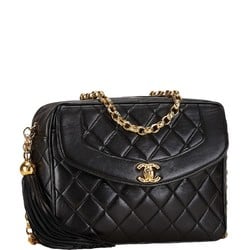 Chanel Matelasse Coco Mark Chain Shoulder Bag Black Lambskin Women's CHANEL