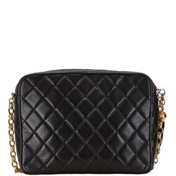 Chanel Matelasse Coco Mark Chain Shoulder Bag Black Lambskin Women's CHANEL