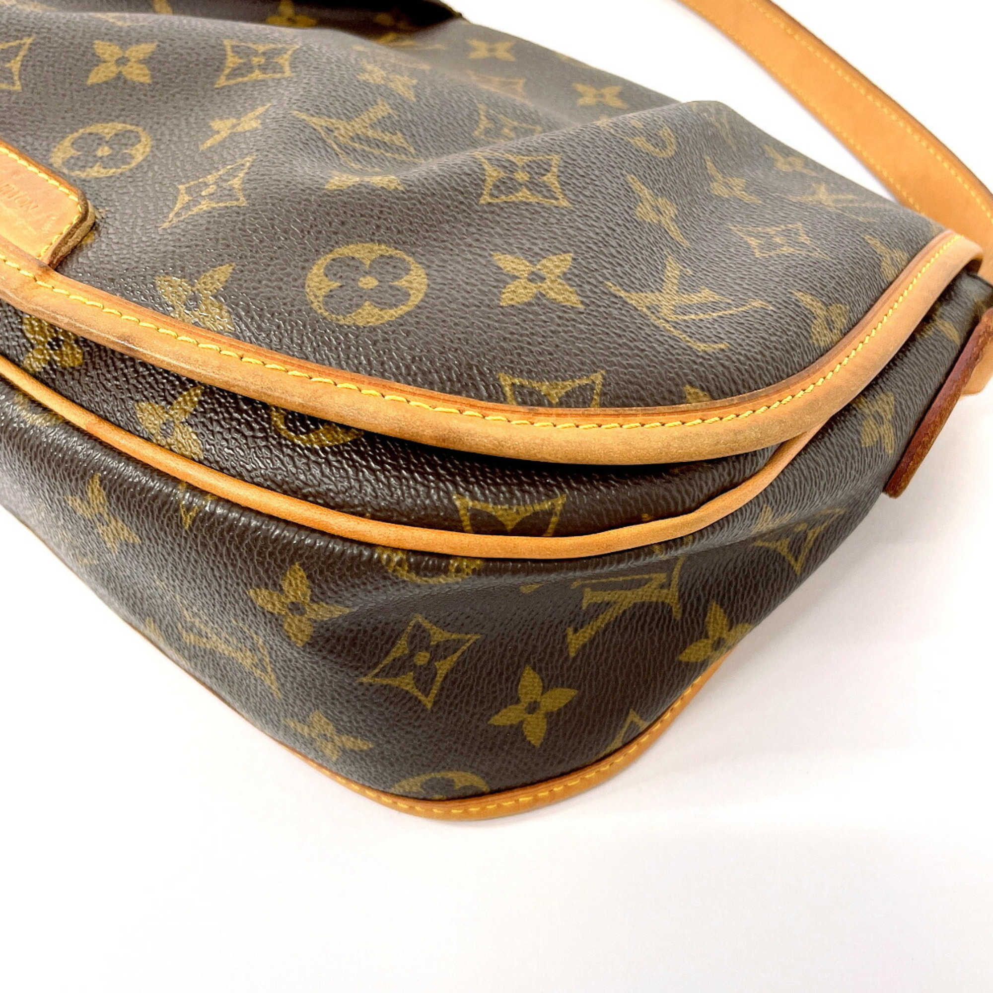 LOUIS VUITTON Menilmontant PM M40474 Shoulder Bag Monogram Canvas/Nubuck Leather Brown Women's