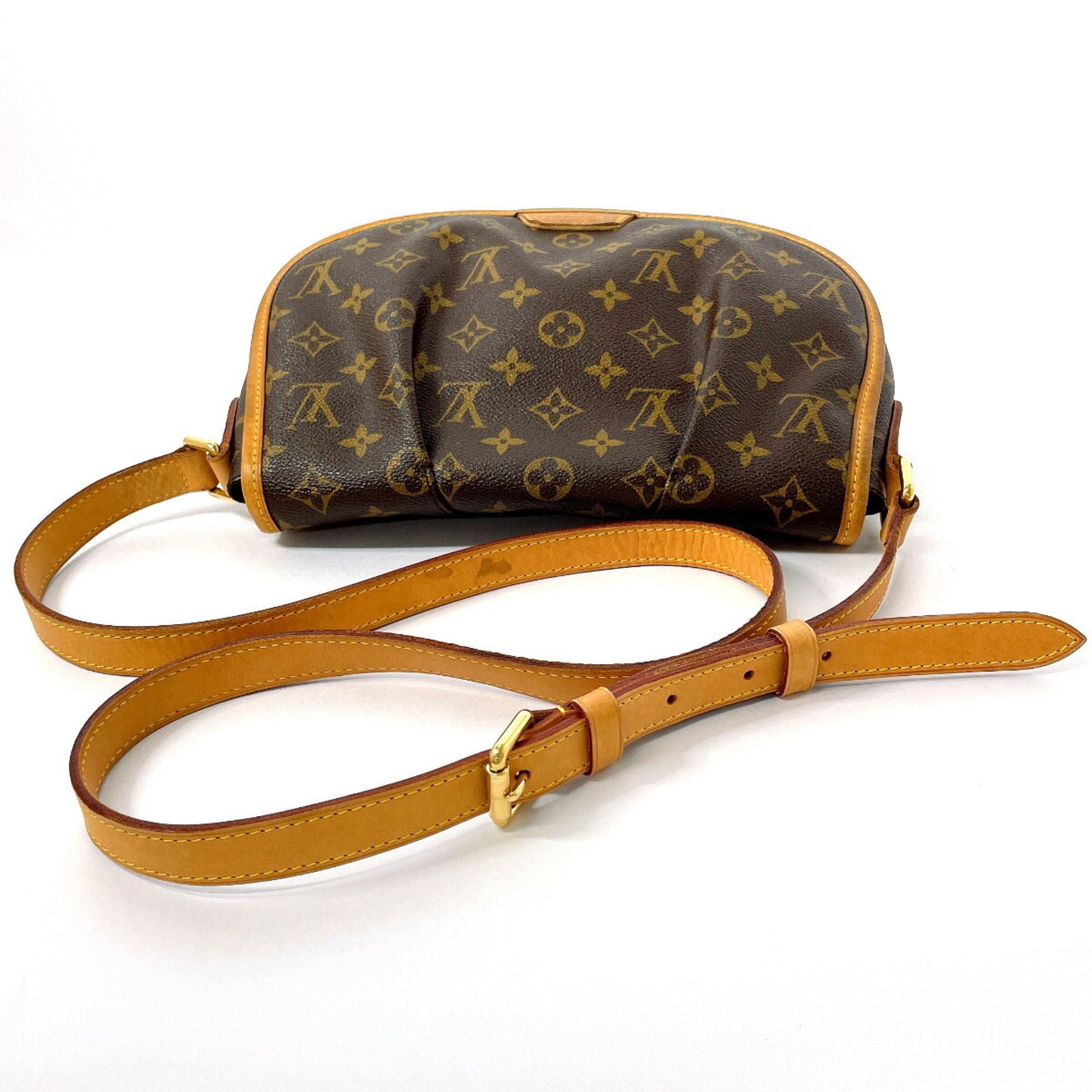 LOUIS VUITTON Menilmontant PM M40474 Shoulder Bag Monogram Canvas/Nubuck Leather Brown Women's