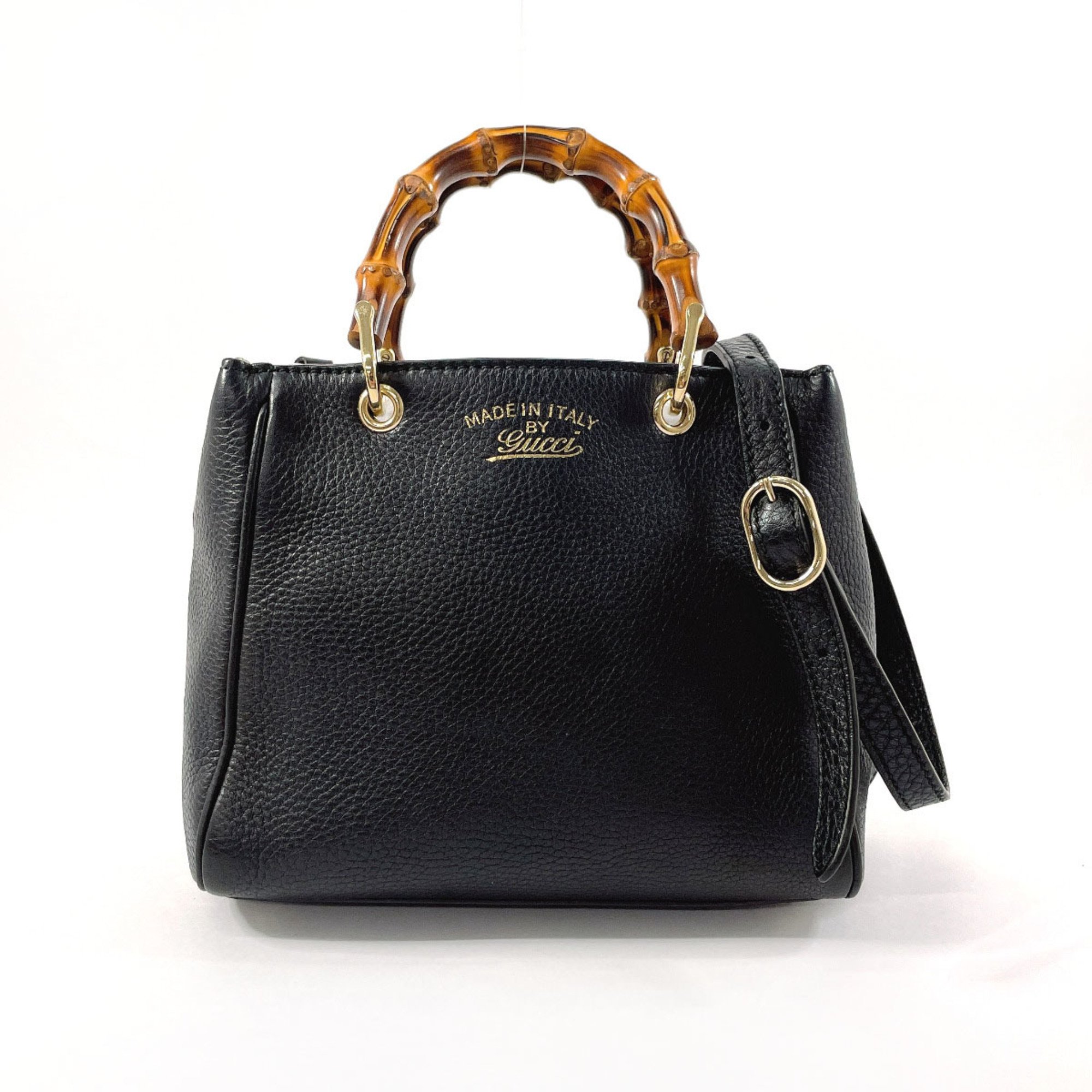 GUCCI Bamboo Shopper 368823 Handbag Leather Black Women's