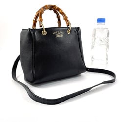 GUCCI Bamboo Shopper 368823 Handbag Leather Black Women's