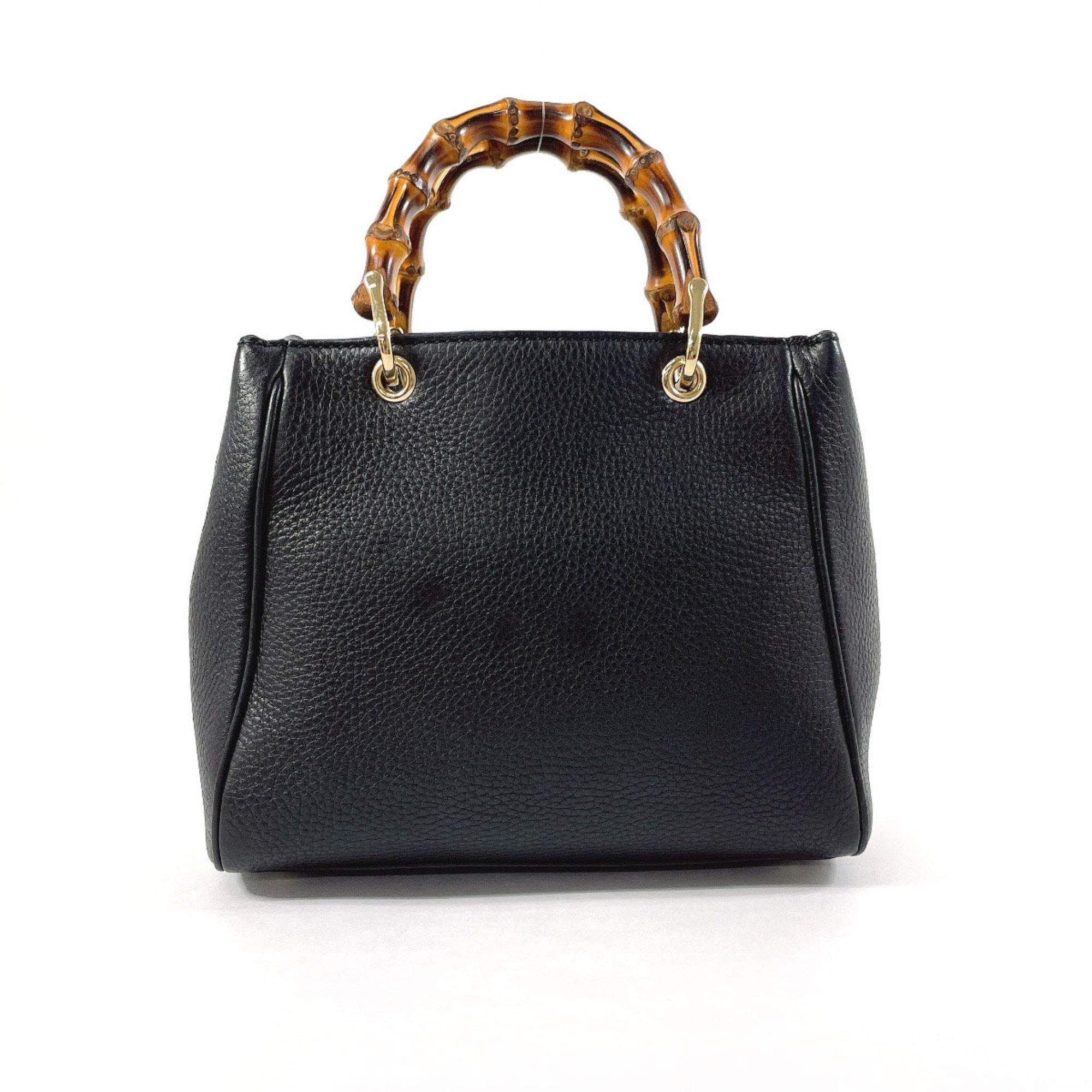 GUCCI Bamboo Shopper 368823 Handbag Leather Black Women's