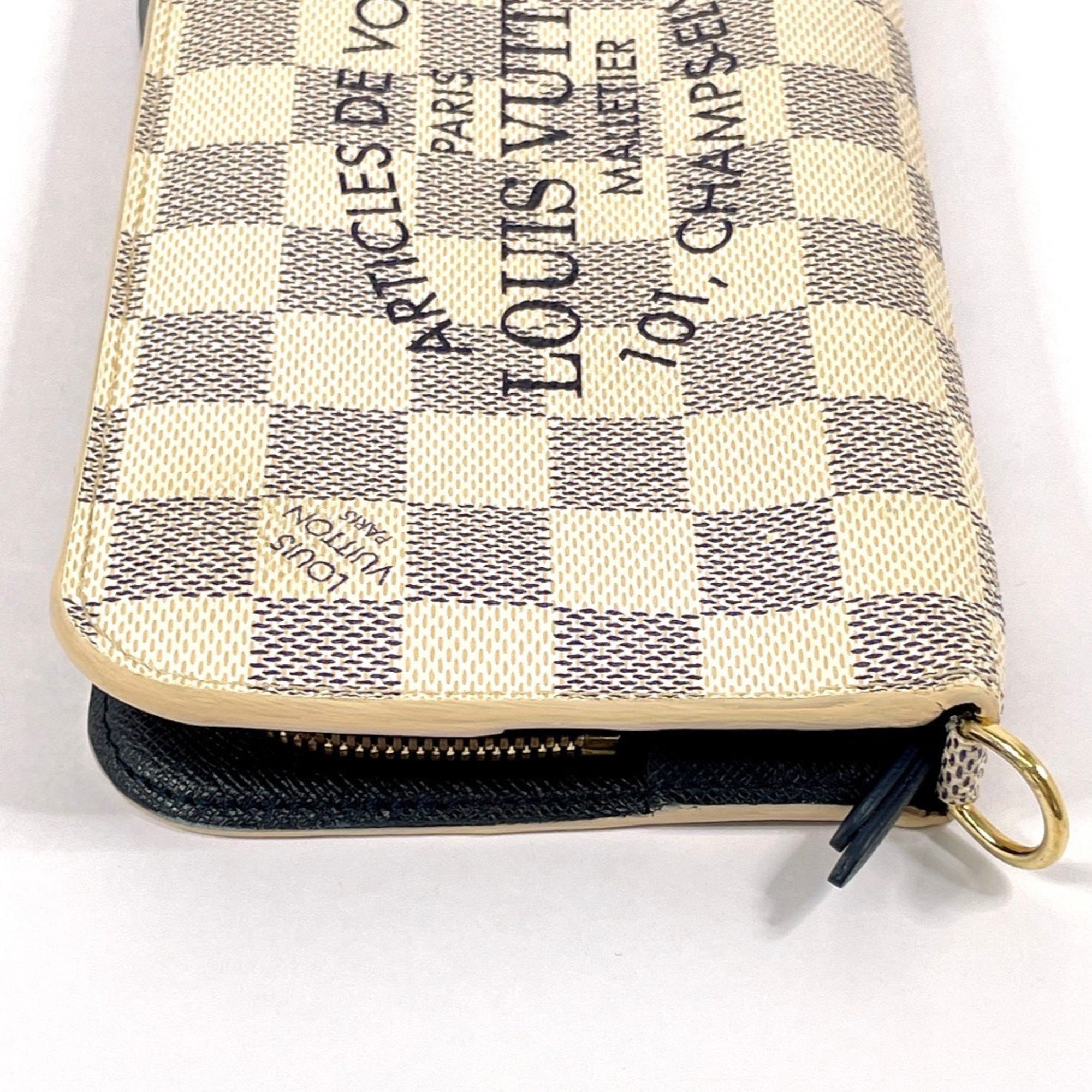 LOUIS VUITTON Louis Vuitton Portefeuille Ansolite N63115 Long Wallet Damier Azur White Unisex