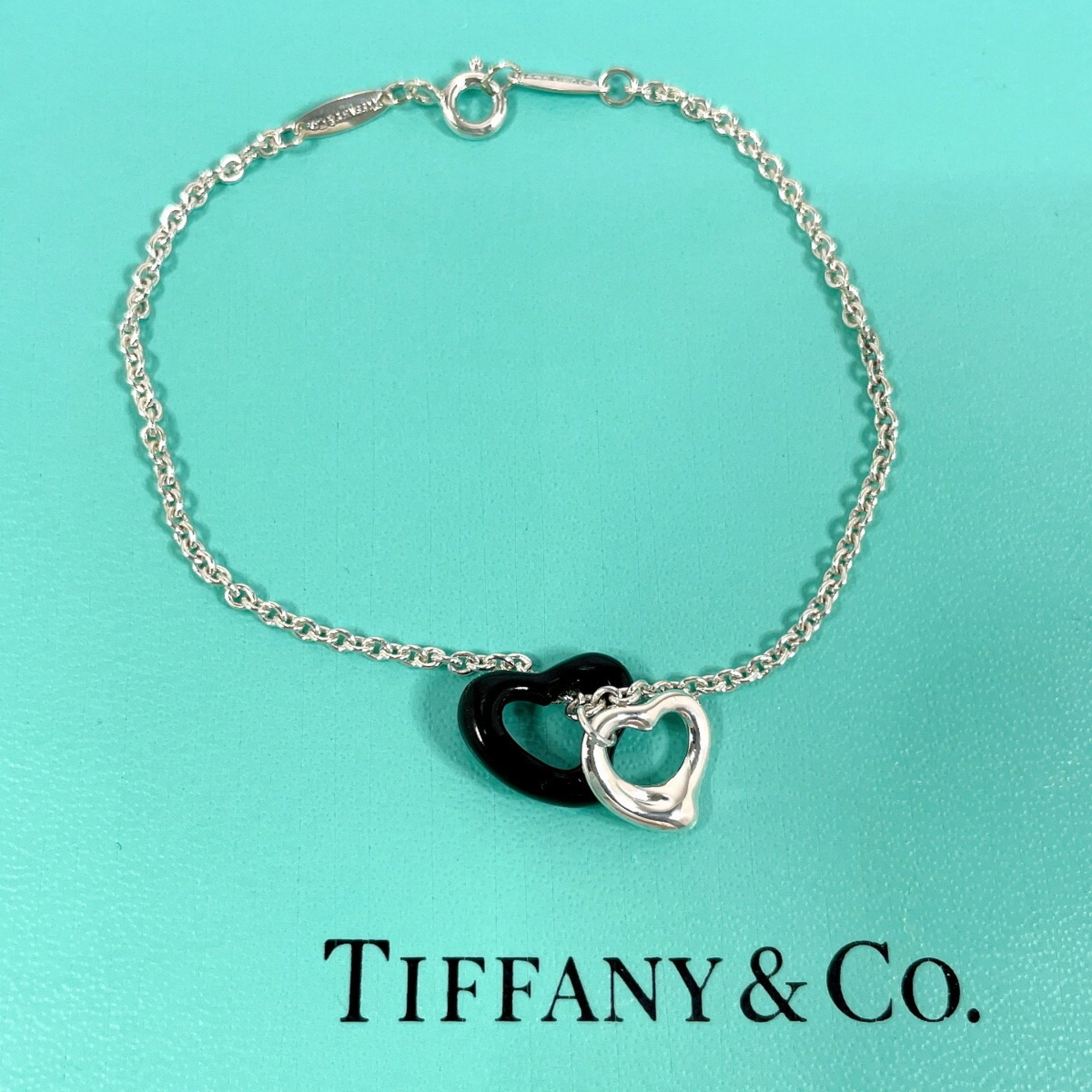 TIFFANY&Co. Tiffany Heart Elsa Peretti Bracelet Silver 925/Black Jade Women's