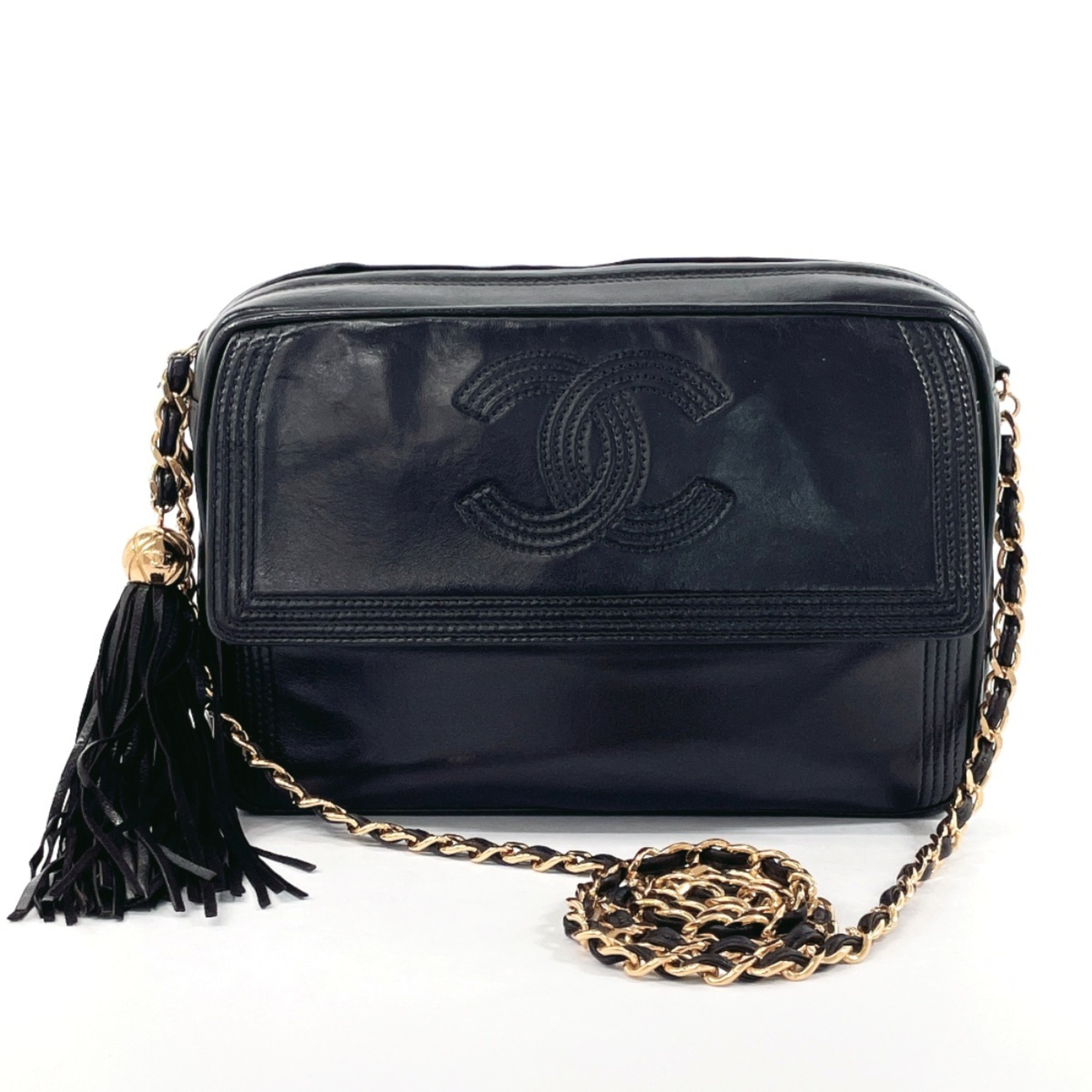 CHANEL Chain Shoulder Bag Lambskin Black Women's