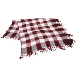 Gucci Check GG Stole Wine Red White Silk Wool Women's GUCCI