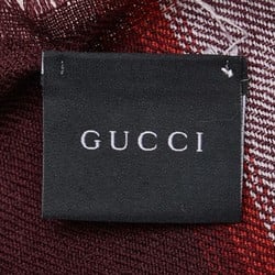 Gucci Check GG Stole Wine Red White Silk Wool Women's GUCCI