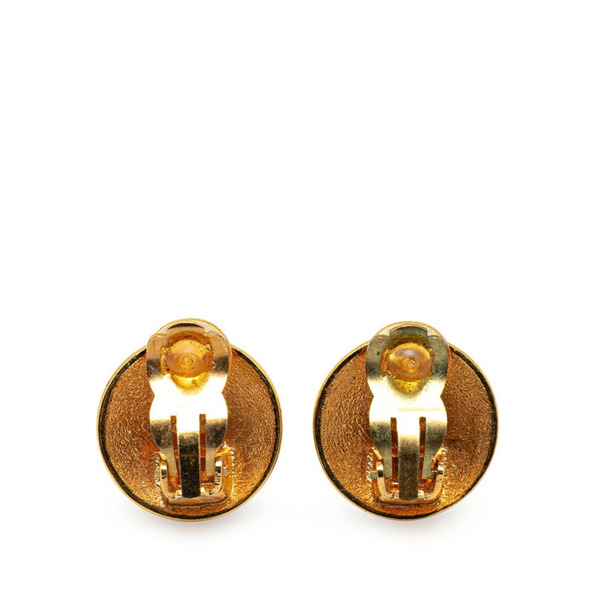 Chanel Coco Mark Crown Motif Earrings Gold Plated Women's CHANEL