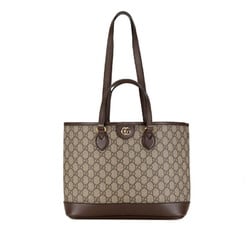 Gucci GG Supreme Tote Bag Shoulder 765043 Beige Brown PVC Leather Women's GUCCI