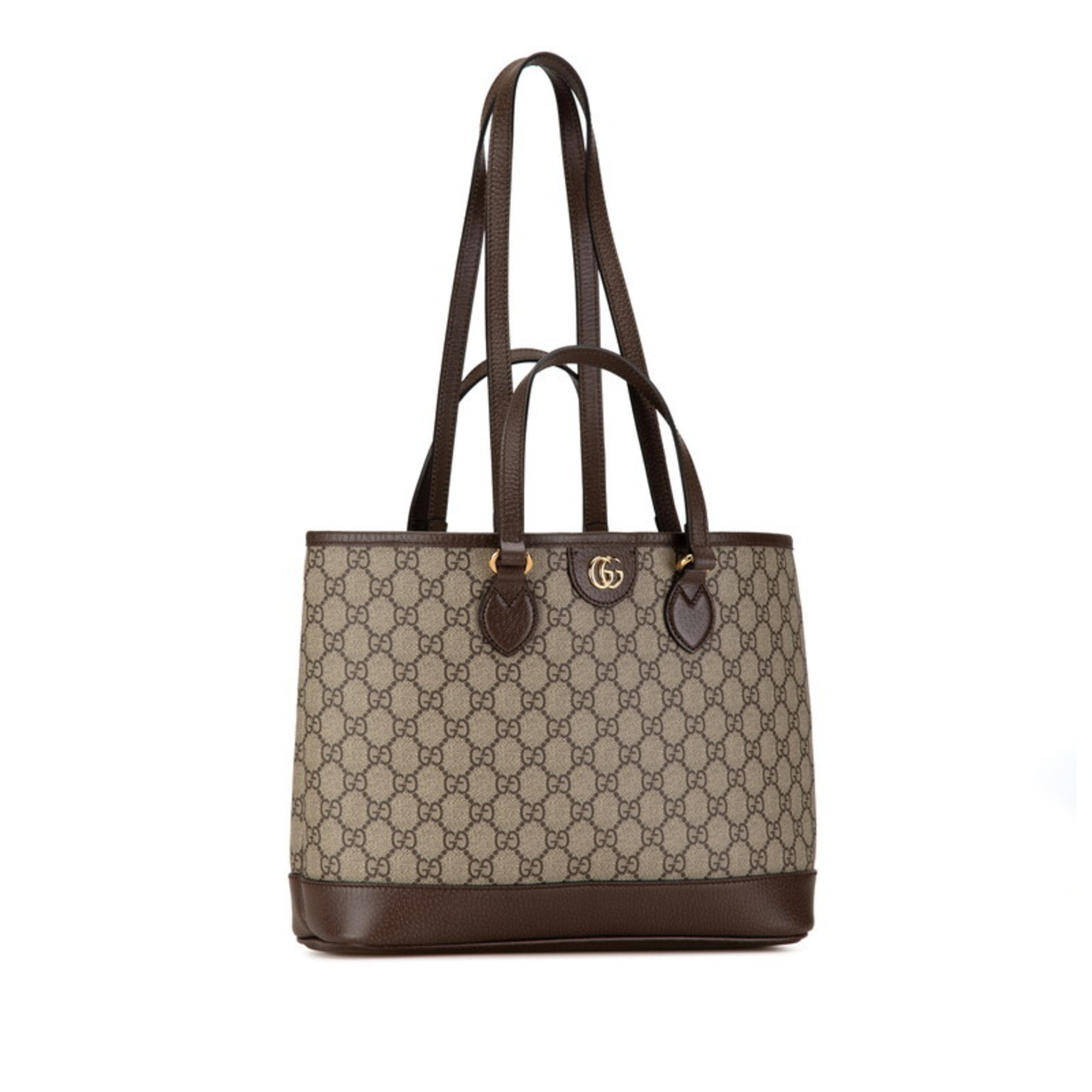 Gucci GG Supreme Tote Bag Shoulder 765043 Beige Brown PVC Leather Women's GUCCI