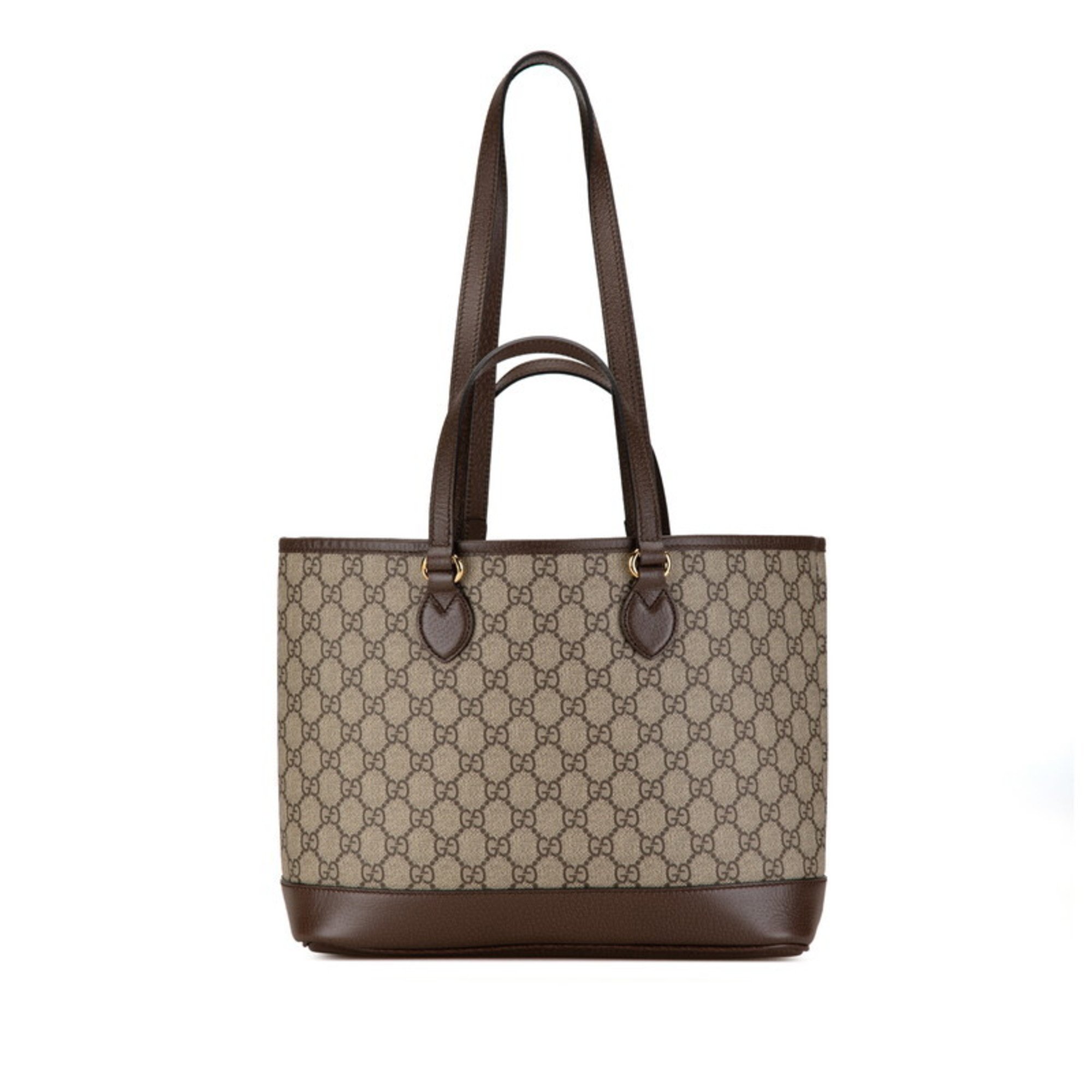 Gucci GG Supreme Tote Bag Shoulder 765043 Beige Brown PVC Leather Women's GUCCI