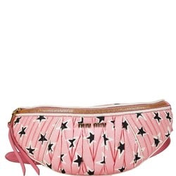 Miu Miu Miu Star Motif Waist Bag Body Pink Nylon Leather Women's MIUMIU