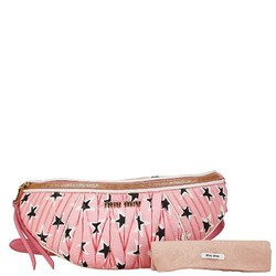 Miu Miu Miu Star Motif Waist Bag Body Pink Nylon Leather Women's MIUMIU