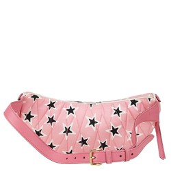 Miu Miu Miu Star Motif Waist Bag Body Pink Nylon Leather Women's MIUMIU