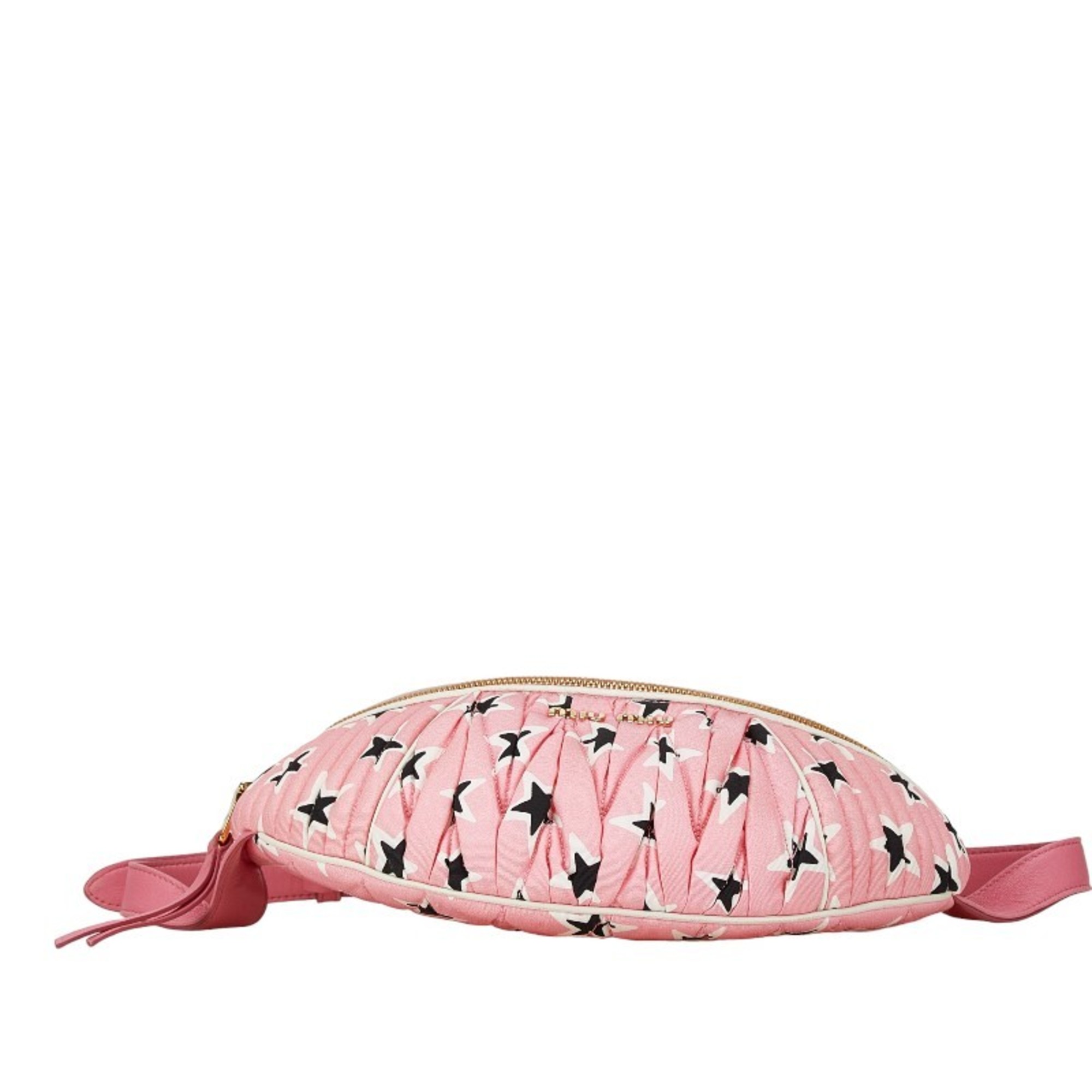 Miu Miu Miu Star Motif Waist Bag Body Pink Nylon Leather Women's MIUMIU