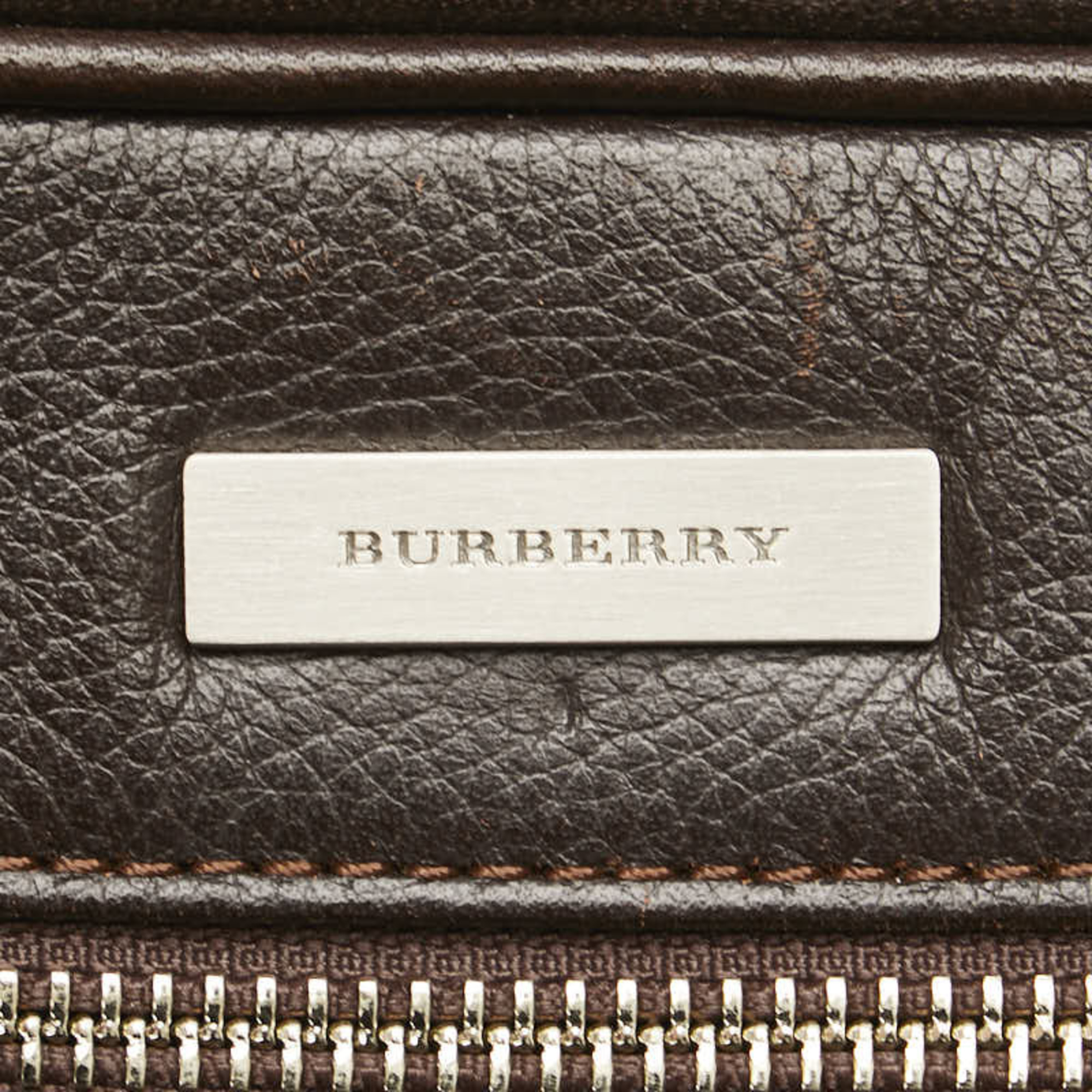 Burberry Nova Check Plate Shoulder Bag Brown Leather Women's BURBERRY