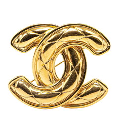 Chanel Matelasse Coco Mark Brooch Gold Plated Women's CHANEL