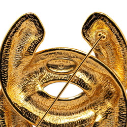 Chanel Matelasse Coco Mark Brooch Gold Plated Women's CHANEL