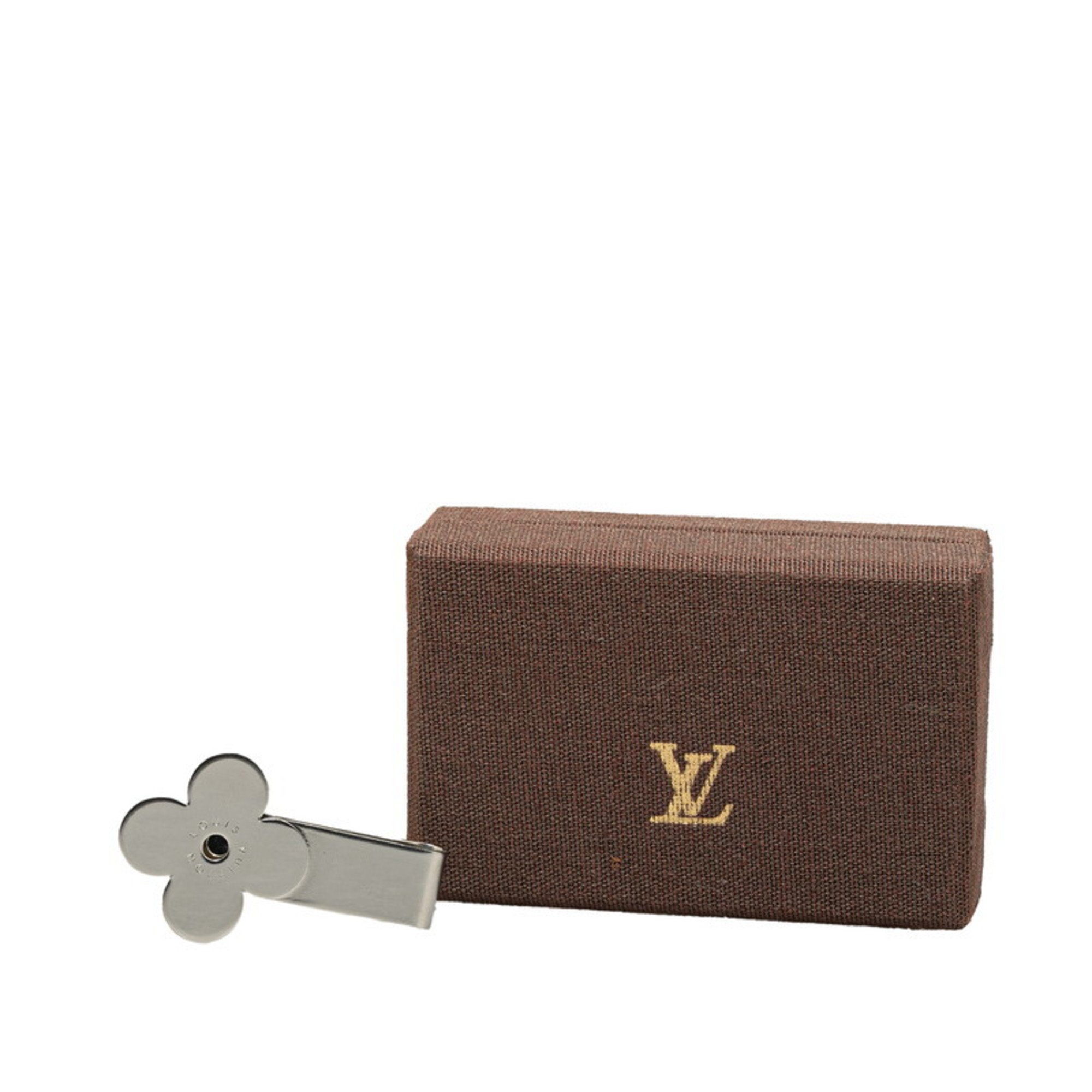 Louis Vuitton Monogram Flower Money Clip Silver Metal Women's LOUIS VUITTON