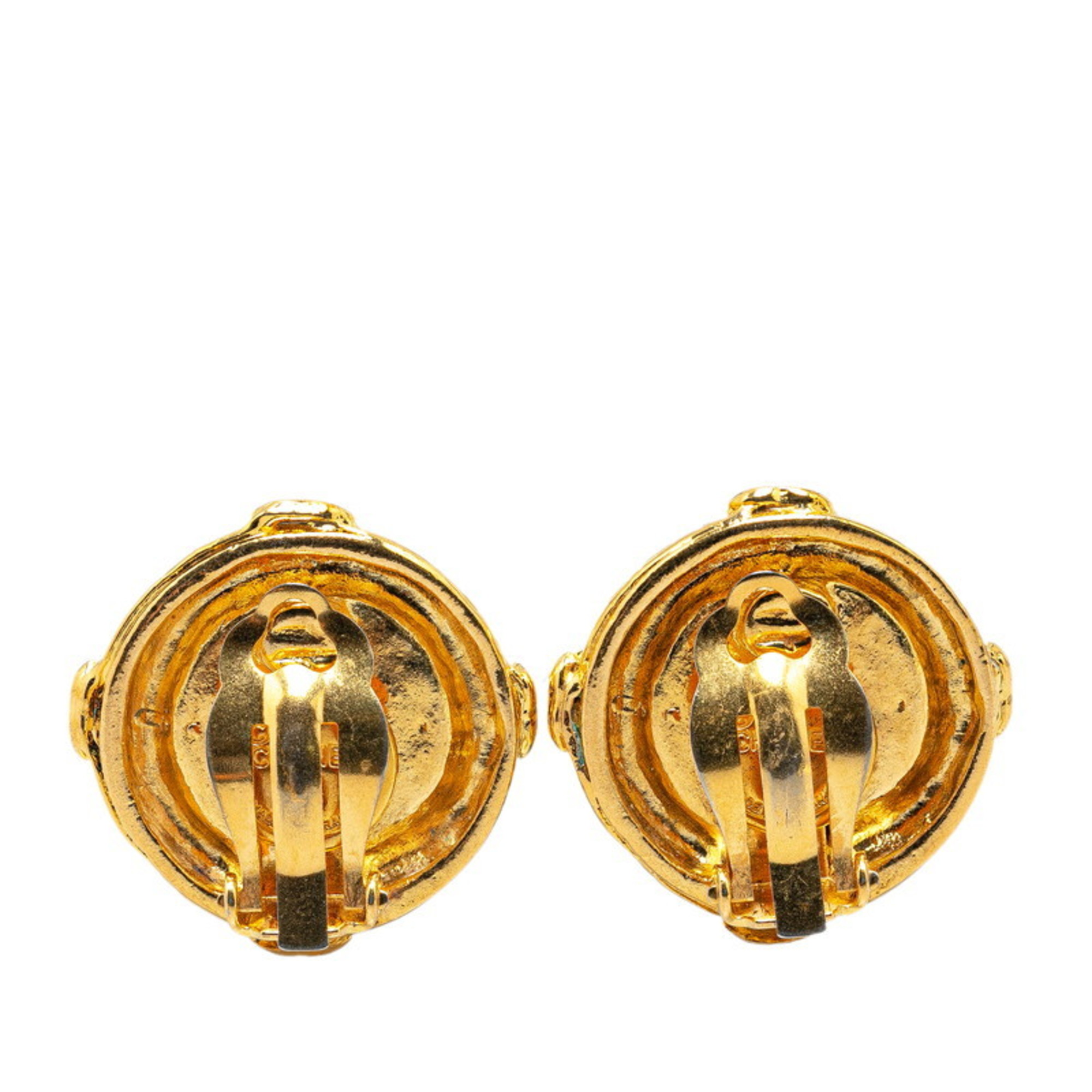 Chanel Coco Mark Earrings Gold Plated Women's CHANEL