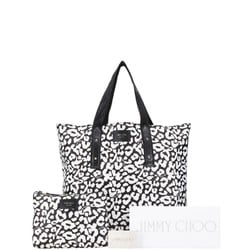 Jimmy Choo Tote Bag White Black Nylon Leather Women's JIMMY CHOO