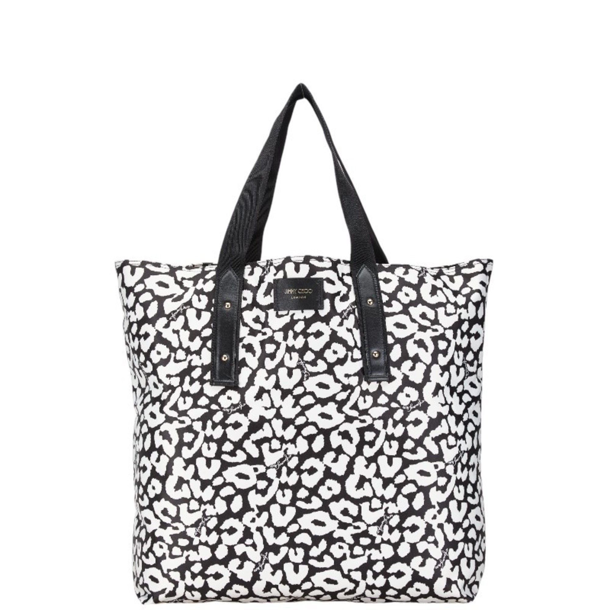 Jimmy Choo Tote Bag White Black Nylon Leather Women's JIMMY CHOO