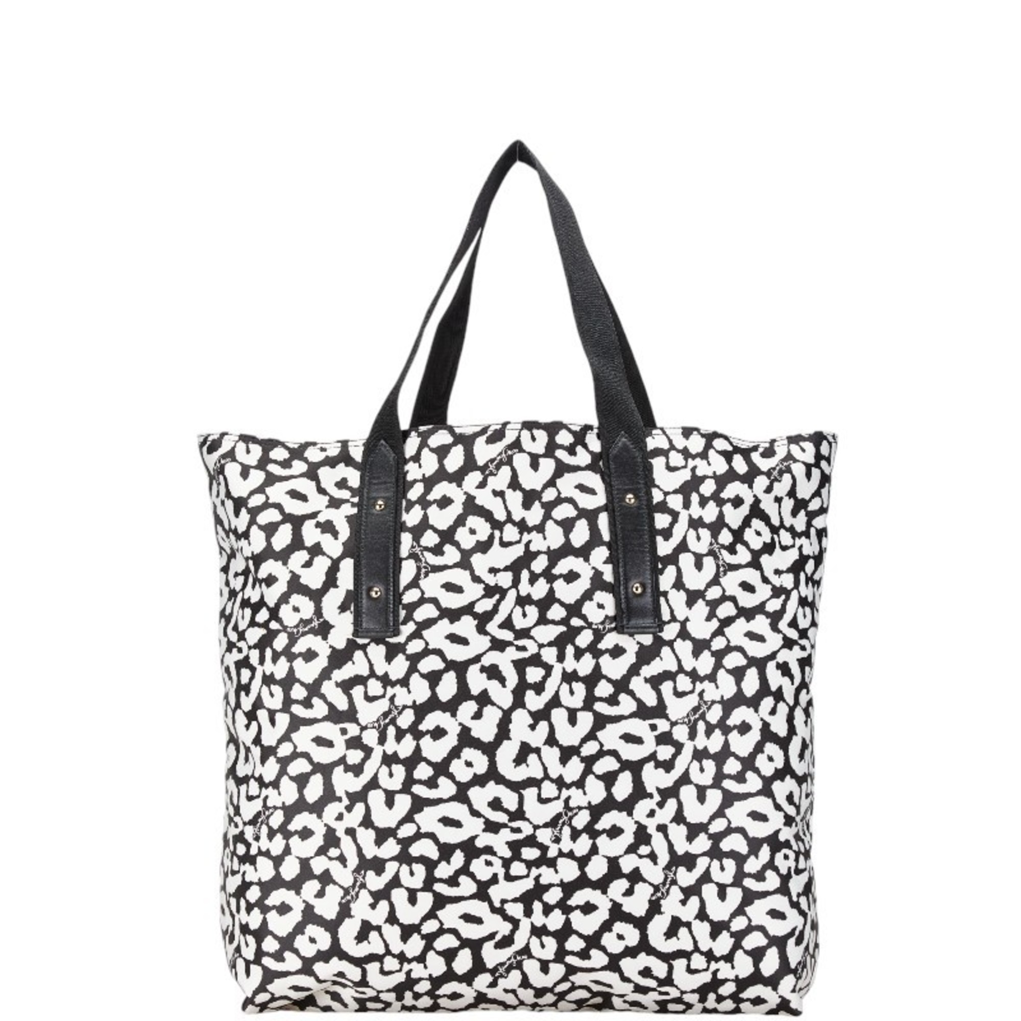 Jimmy Choo Tote Bag White Black Nylon Leather Women's JIMMY CHOO