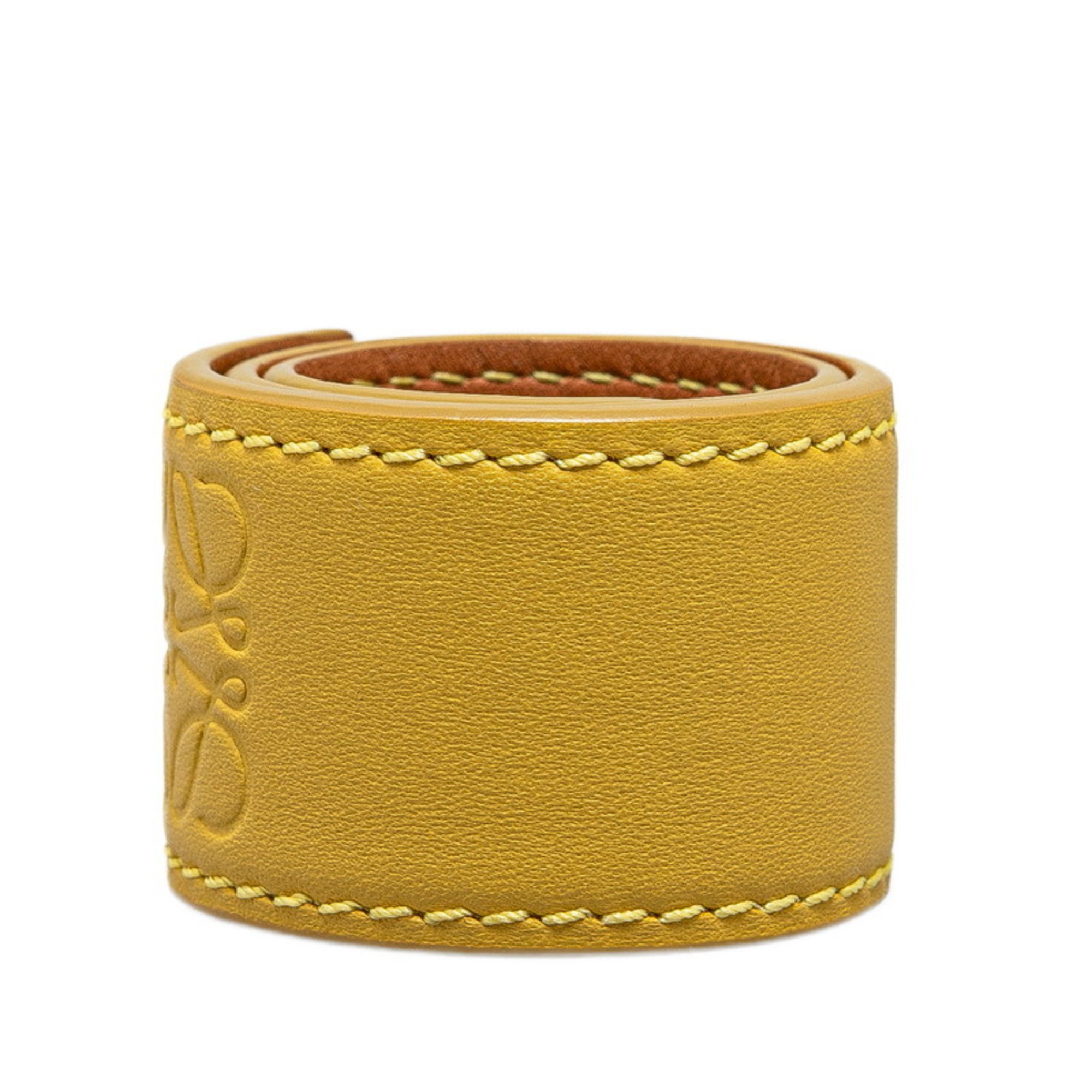 LOEWE Anagram Bracelet Yellow Leather Women's