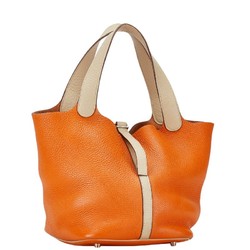 Hermes Picotin MM Tote Bag Shoulder Orange Beige Taurillon Clemence Women's HERMES