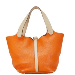 Hermes Picotin MM Tote Bag Shoulder Orange Beige Taurillon Clemence Women's HERMES