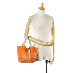 Hermes Picotin MM Tote Bag Shoulder Orange Beige Taurillon Clemence Women's HERMES