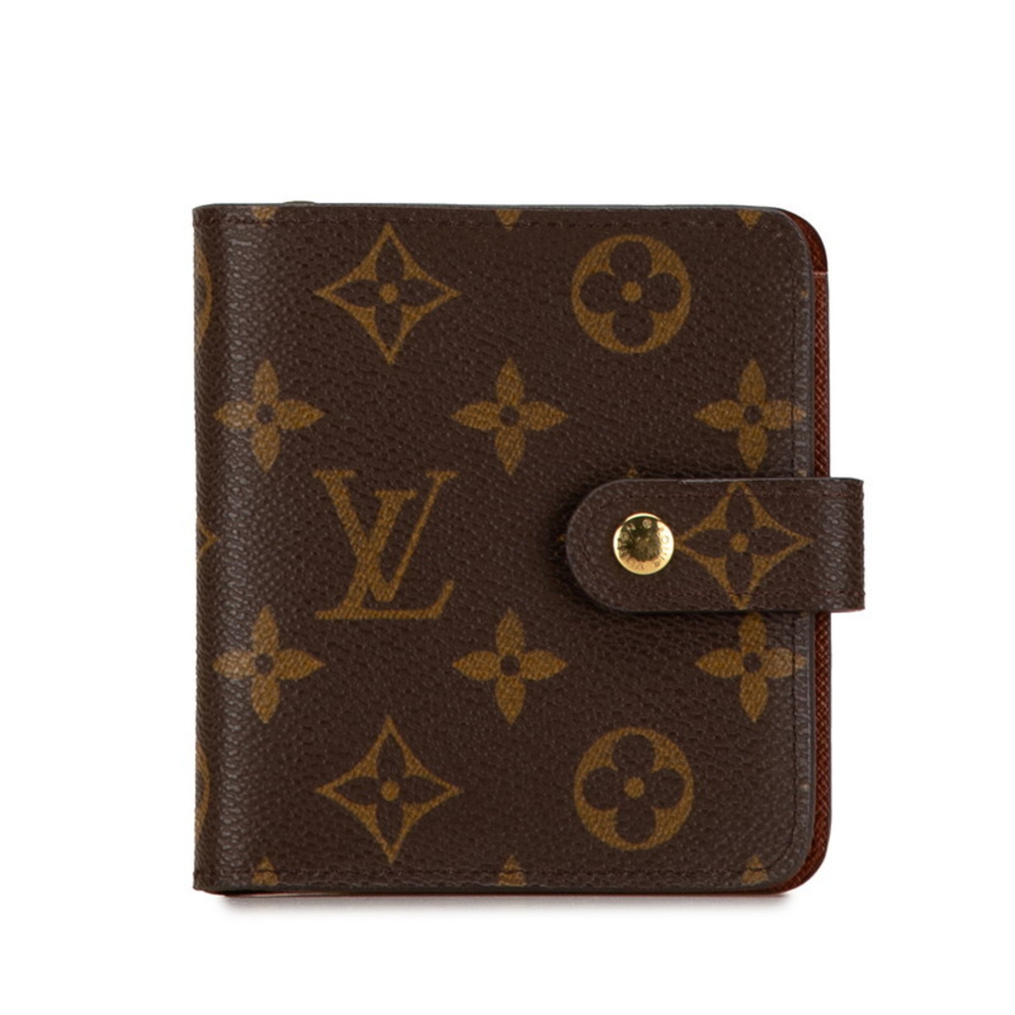 Louis Vuitton Monogram Compact Zip Bi-fold Wallet M61667 Brown PVC Leather Women's LOUIS VUITTON