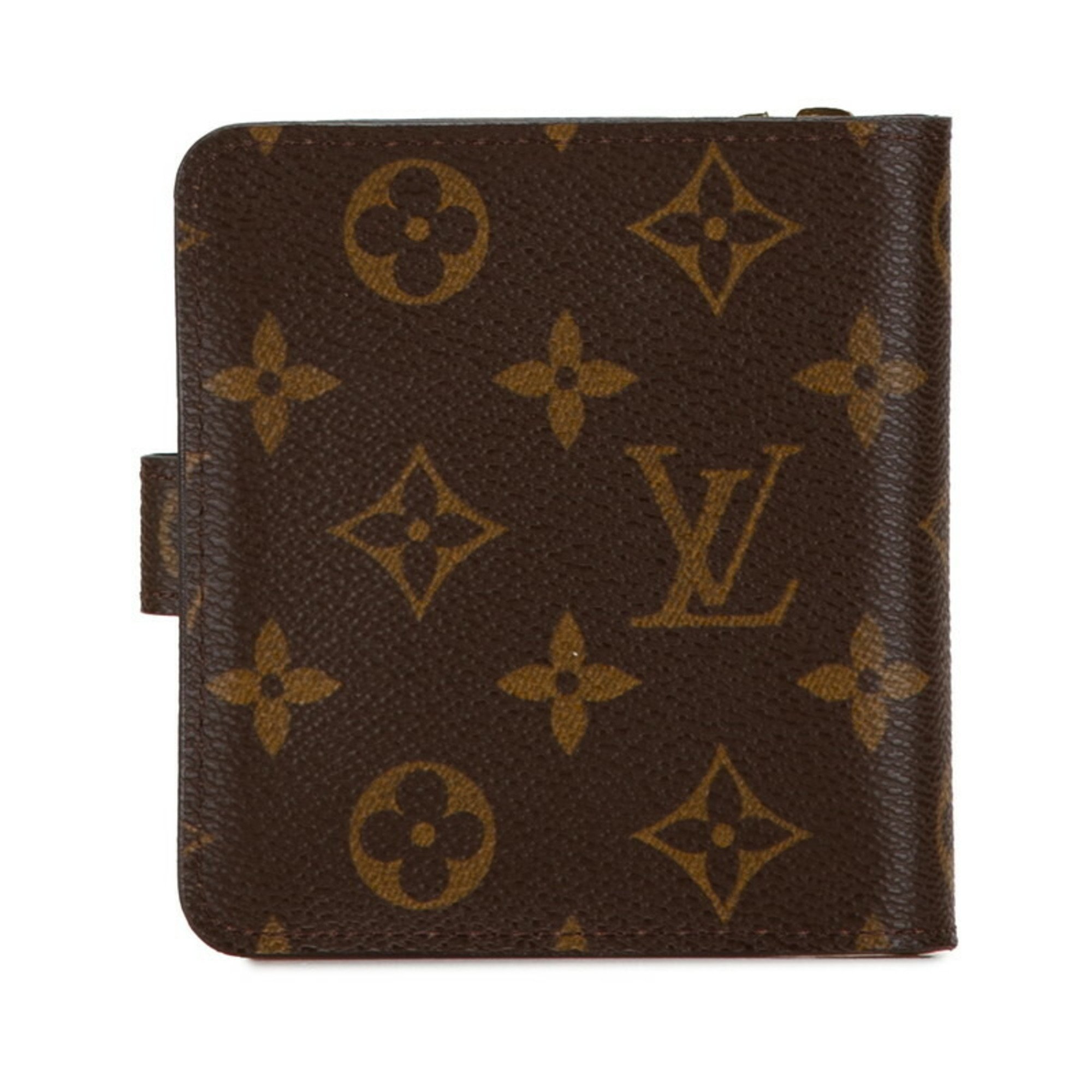 Louis Vuitton Monogram Compact Zip Bi-fold Wallet M61667 Brown PVC Leather Women's LOUIS VUITTON