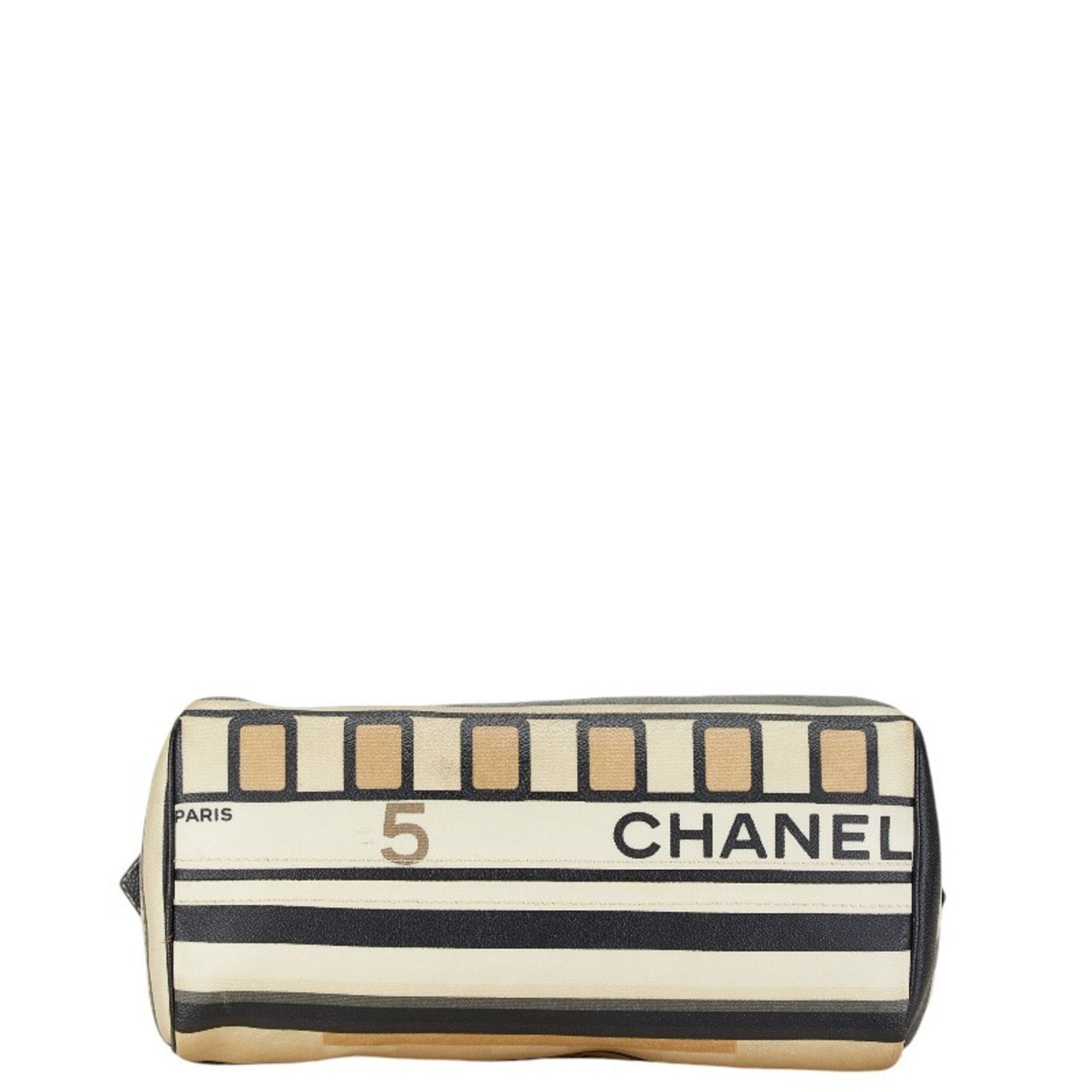 Chanel Central Station Train Motif Handbag Boston Bag Beige Multicolor PVC Leather Women's CHANEL