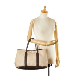 Hermes Garden PM Handbag Beige Brown Toile H Leather Women's HERMES